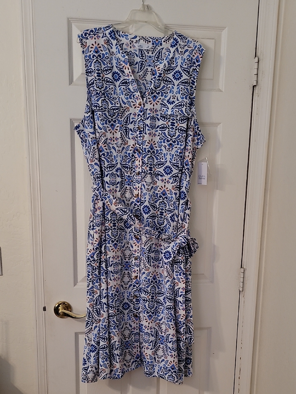 croft & barrow Blue and White Sleeveless Midi Dress